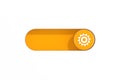 Yellow Toggle Switch Slider with Cogwheel Icon. 3d Rendering