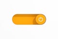 Yellow Toggle Switch Slider with On Off Power Icon. 3d Rendering