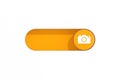 Yellow Toggle Switch Slider with Photo Camera Icon. 3d Rendering