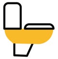 Yellow toilet bowl, icon