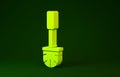 Yellow Toilet brush icon isolated on green background. Minimalism concept. 3d illustration 3D render