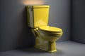 Yellow toilet in the dark room. generative ai