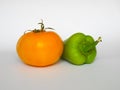 Yellow tomato and green pepper. Royalty Free Stock Photo