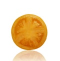 Yellow tomato piece isolated closeup vitamin on white background Royalty Free Stock Photo