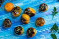 Yellow tomatoes Alices Dream on an old wooden table Royalty Free Stock Photo