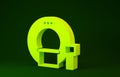 Yellow Tomography icon isolated on green background. Medical scanner, radiation. Diagnosis, radiology, magnetic