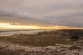 Yellow Toned Beach landscape before sunset