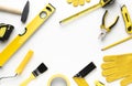 yellow tools frame with copy space. High quality beautiful photo concept Royalty Free Stock Photo
