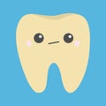 Yellow tooth icon. Unhappy sad face emotion. Crying bad ill teeth with caries. Cute cartoon kawaii funny baby character. Oral Royalty Free Stock Photo