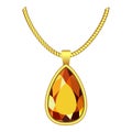 Yellow topaz jewelry icon, realistic style