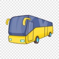 Yellow tourist bus icon, cartoon style