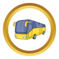 Yellow tourist bus vector icon