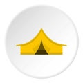 Yellow tourist tent icon circle