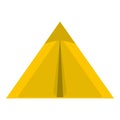 Yellow tourist tent for travel and camping icon