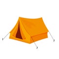 Yellow tourist tent for travel and camping isolated on white background. Vector illustration in a flat style