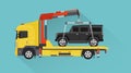 Yellow Tow Truck for transportation design flat style