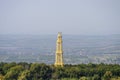 Yellow tower with beautiful forest landscape aerial view in Hung