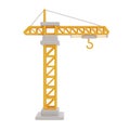 Yellow tower crane isolated on white background, construction tools and equipment, labor day. 3d rendering Royalty Free Stock Photo