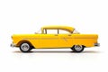 Yellow toy car on white background with white background. Generative AI Royalty Free Stock Photo