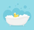 Yellow Toy Duck in Bathroom Royalty Free Stock Photo