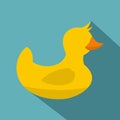 Yellow toy duck icon, flat style Royalty Free Stock Photo