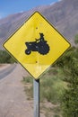 Yellow tractor crossing road sign, Argentina Royalty Free Stock Photo