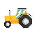 Yellow tractor, heavy agricultural machinery vector Illustration