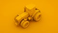 Yellow Tractor. Minimal idea concept. 3d illustration Royalty Free Stock Photo