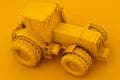 Yellow Tractor. Minimal idea concept. 3d illustration Royalty Free Stock Photo