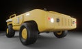 Yellow tractor side view 3d rendering model