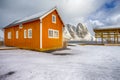 Yellow Traditional Rorbu House in Sakrisoy Fishing Village