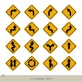 Yellow Traffic Sign Vector Set Illustration Design. Vector EPS 10