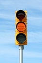 Yellow traffic signal light Royalty Free Stock Photo