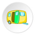 Yellow trailer icon, cartoon style