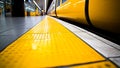 Yellow train at busy station Royalty Free Stock Photo