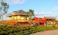 Yellow Train Station House At The Discovery Park of America Royalty Free Stock Photo