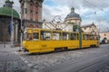 Yellow Tram in Downtown Lviv - Lviv, Ukraine