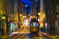 the yellow tram on line 28 in lisbon, portugal