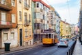 yellow tram, Lisbon street, Portugal Royalty Free Stock Photo