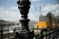 Yellow tram near Chain bridge in Budapest Royalty Free Stock Photo