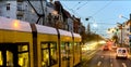 Yellow tram on the streets of Berlin