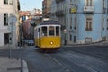 Yellow tram. Streets of Lisbon. Portugal. Ruas de Lisboa. ElÃÂ©ctrico amarelo.