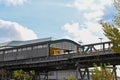 Yellow Tram,train U-Bahn in Berlin transport black white color Royalty Free Stock Photo