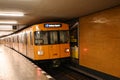 Yellow Tram,train U-Bahn in Berlin transport black white color