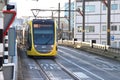 Yellow trams of U-NET riding on the Uithoflijn