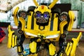 Yellow transformer bumblebee costumed for baby birthday party Royalty Free Stock Photo