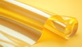 Yellow Transparent Plastic Sheet Seamlessly Rolled on Bright Background Royalty Free Stock Photo