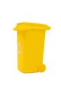 Yellow Trash Can With Recyclable Lid isolated on a white background