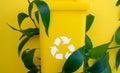 Yellow Trash Can With Recyclable Symbol Royalty Free Stock Photo