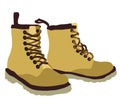 Yellow travel boots. Vector isolated illustration.